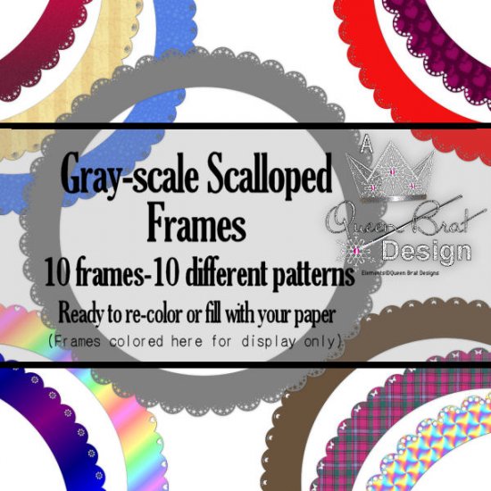 Gray-scale Scalloped Frames