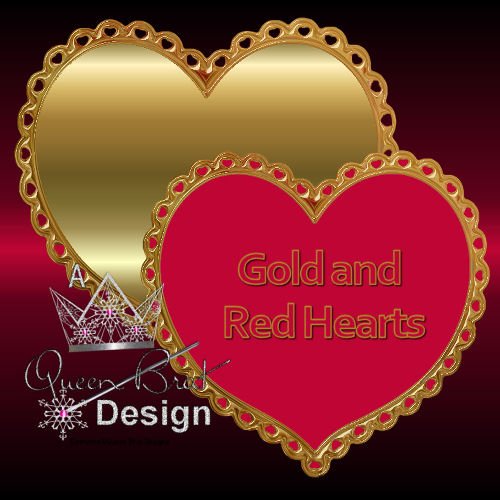 Golden and Red Hearts