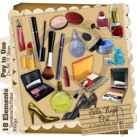 Girls Night Out MakeUp Elements - Scrapper Size