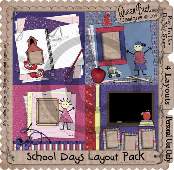 School Days Layout Pack Scrapper