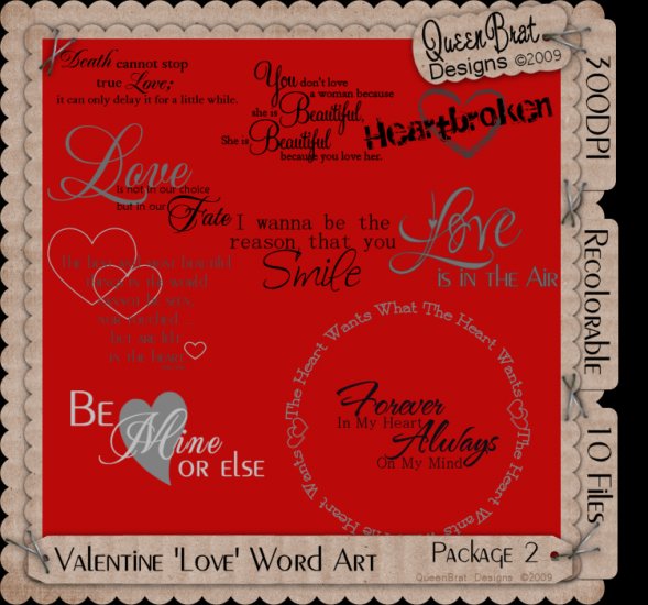 Valentine/Love Word Art Package 2