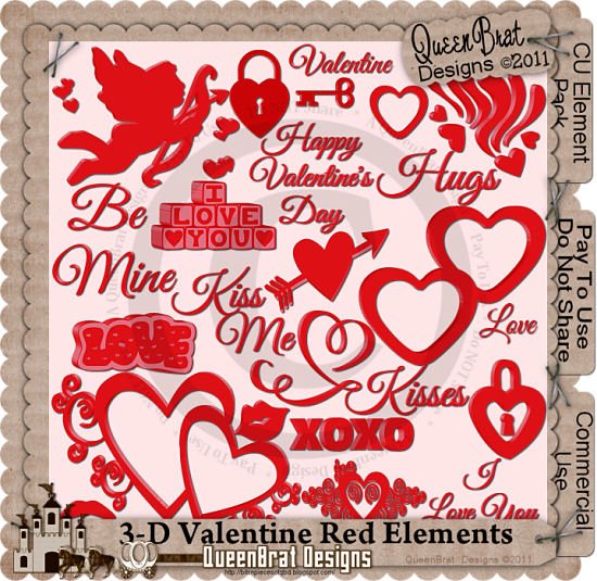 3-D Valentine Red Element Pack