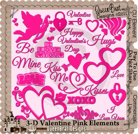 3-D Valentine Pink Element Pack