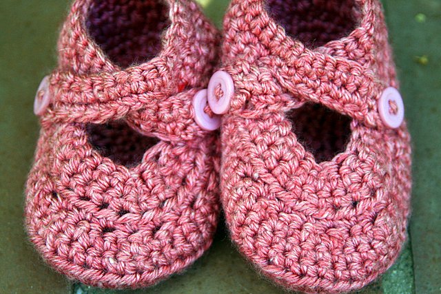 Sweet strawberry booties size 6-9 months