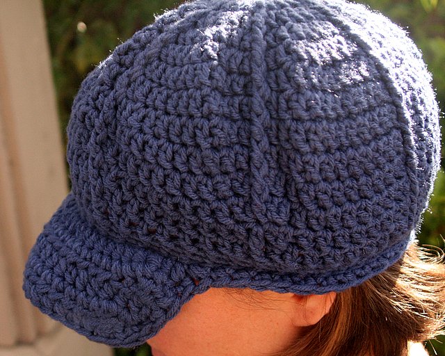 Indigo beanie with brim - adult small