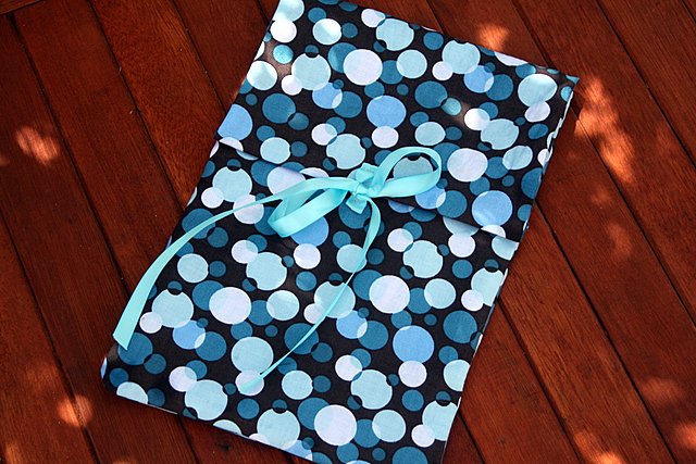 Blue dots diaper clutch
