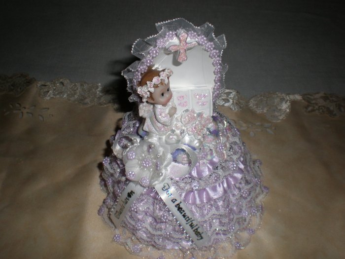 first communion/baptism purple cake topper