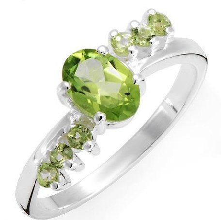 Sterling Silver 1.15 ctw Genuine Peridot Ring SZ 6