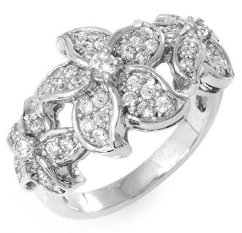 Floral Design Ring In Sterling Silver