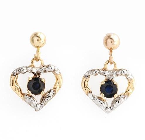 10kt Sapphire Heart Dangle Earrings