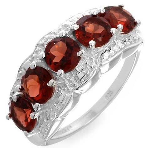 Garnet Sterling Silver Ring 3ctw