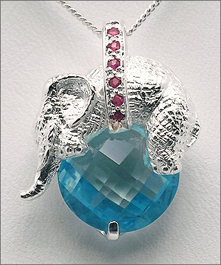 Topaz Ruby Elephant Necklace Free Shipping