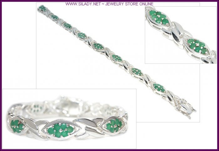 Emerald Eye Fine Sterling Silver Bracelet FREE SHIPPING