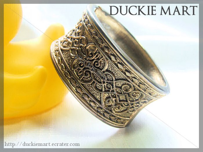 Vintage Parisian Antique Brass Engraved Cuff