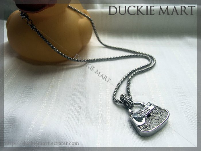 BRAND NEW Cute mini "Dior" 3-D Rhinestone Purse Necklace