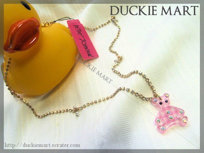 BRAND NEW Betsey Johnson Cute Teddy Bear Rhinestone Chain Necklace