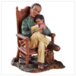 A CHILD ENJOYS THE WARMTH COMFORT OF GRANDPA