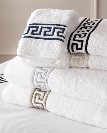100%Egyptian cotton Towel set with Greek key embroidery