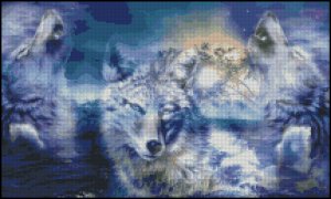 Wolf in Trees Wolf in Trees Cross Stitch Pattern [Wildlife] - $4