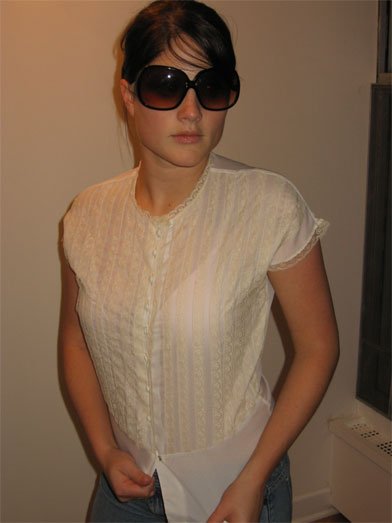 70s Sheer Cream Blouse - M - Fashioned by Gregory