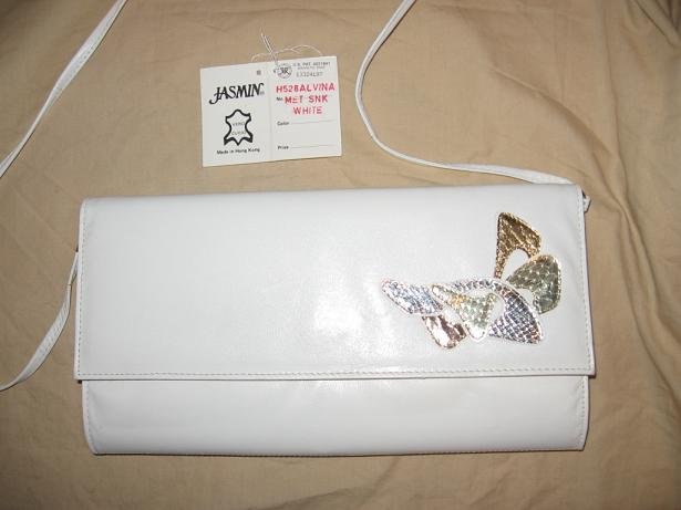 White JASMIN Kidskin 80s Purse with Genuine Snakeskin