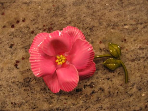 Vintage Pink Enamel Flower Brooch