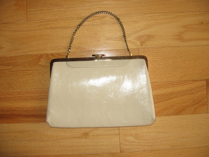 Vintage Eggshell Purse with Chain