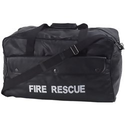 Embassy Black Hand-Sewn Pebble Grain Genuine Leather 20" Fire Rescue Duffle Bag Item: LUFIRE