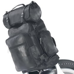Diamond Plate 3 pc Rock Design Genuine Buffalo Leather Motorcycle Bag Set Item: LUMCBP