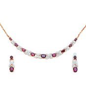 Garnet and Diamond Necklace with Matching Earings Item: JEGSET