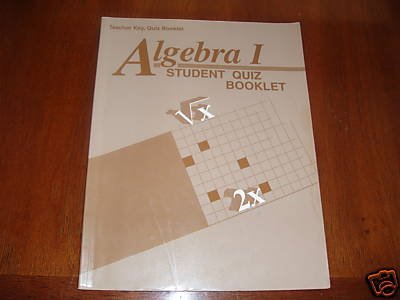 Abeka A Beka Algebra 1 Student Quiz Booklet Teacher Key