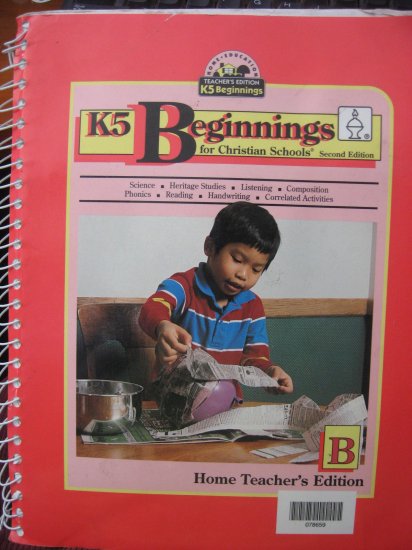 BJU K5 Beginnings for Christian Schools Bob Jones 2nd Edition BOOK B Home Teacher TE