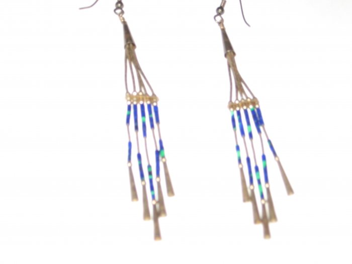Vintage Native Alaskan Metal Beaded Earrings Old Rare Unique