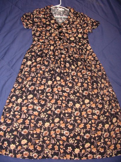 Maternity Rayon Career Dress Black Brown Floral Size Small