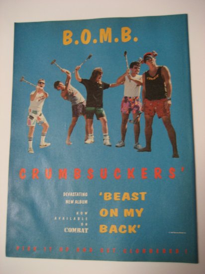 Original Crumbsuckers B.O.M.B. Advertisement Rare Vintage