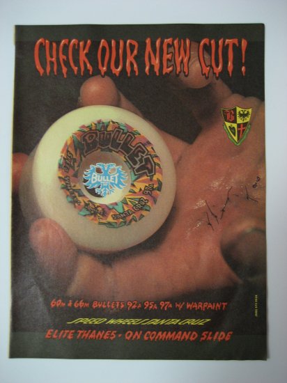 Original Santa Cruz SkateBoard Advertisement Rare Vintage Speed Wheels
