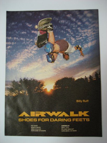 Original Airwalk SkateBoard Advertisement Rare Vintage Billy Ruff