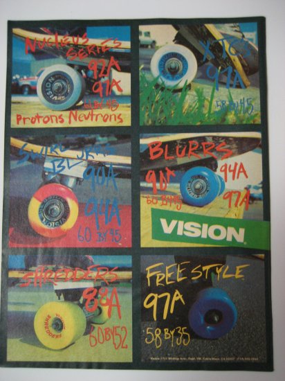 Original Vision SkateBoard Advertisement Rare Vintage