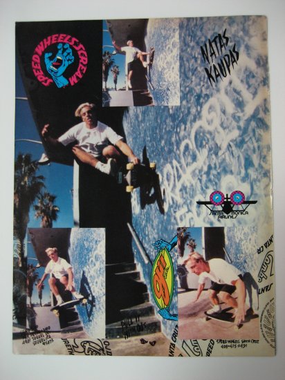 Original Santa Cruz SkateBoard Advertisement Rare Vintage Speed Wheels