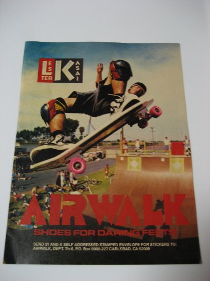 Original Airwalk SkateBoard Advertisement Rare Vintage Lester Kasai