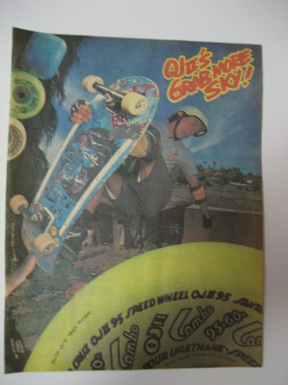 Original Santa Cruz SkateBoard Advertisement Rare Vintage Billy Ruff