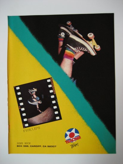 Original Tracker SkateBoard Advertisement Rare Vintage Jeff Phillips