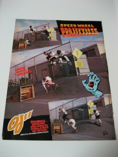 Original Santa Cruz SkateBoard Advertisement Rare Vintage Speed Wheels