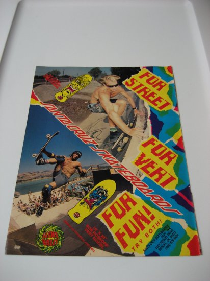Original Santa Cruz SkateBoard Advertisement Rare Vintage
