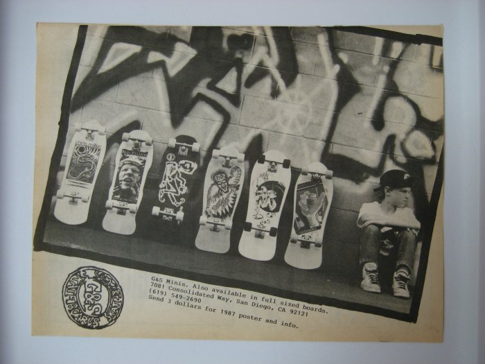 Original G&S SkateBoard Advertisement Rare Vintage