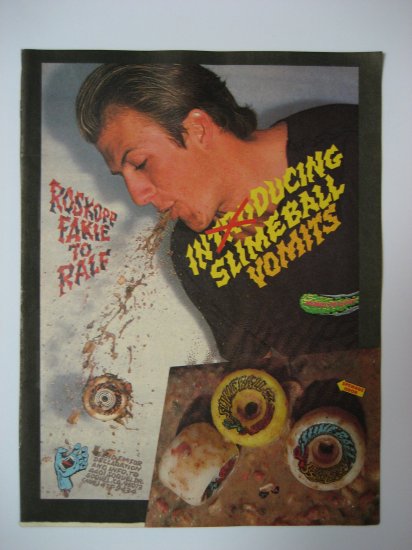Original Santa Cruz SkateBoard Advertisement Rare Vintage Slime Balls