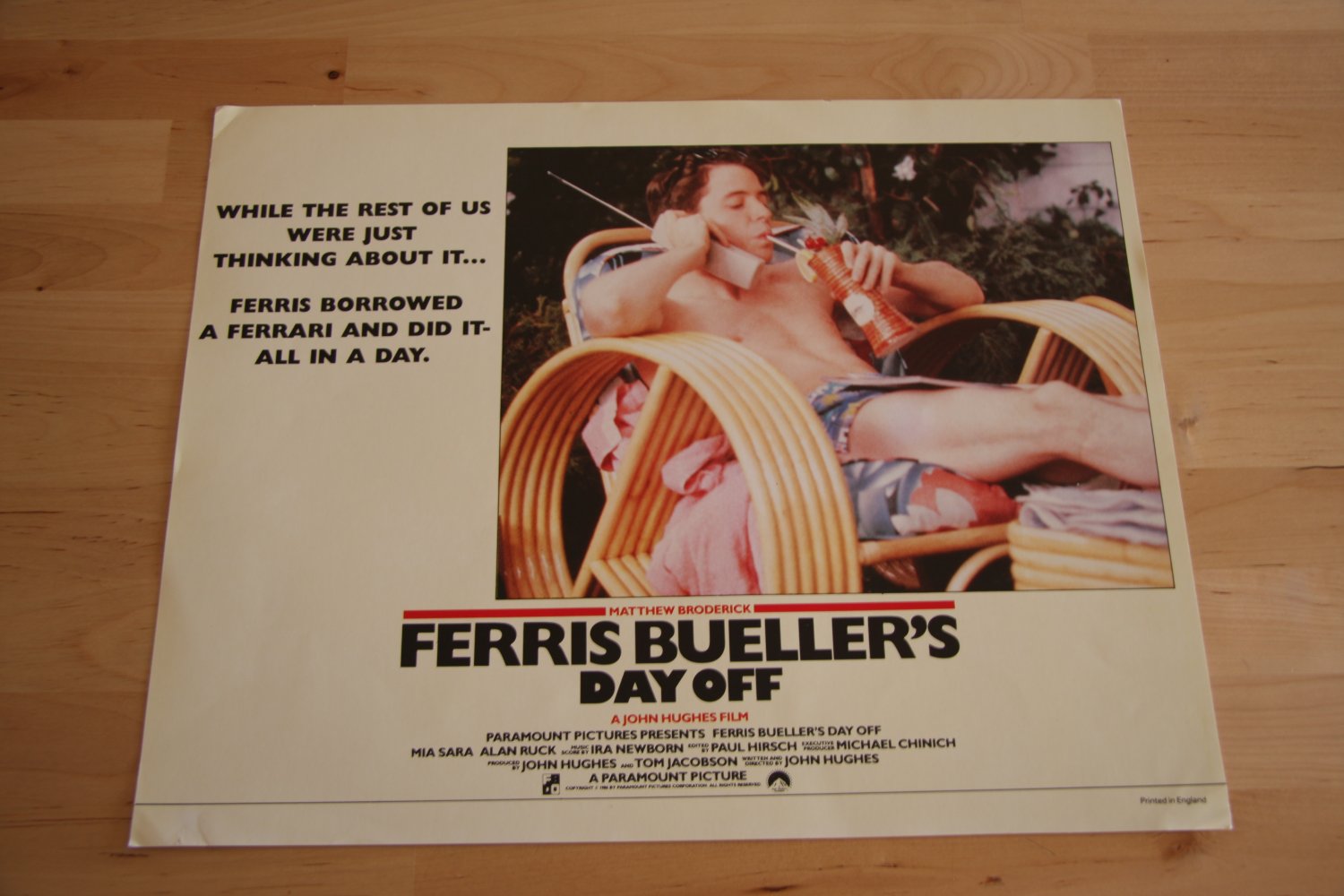 Original Ferris Bueller's Day Off Lobby Card