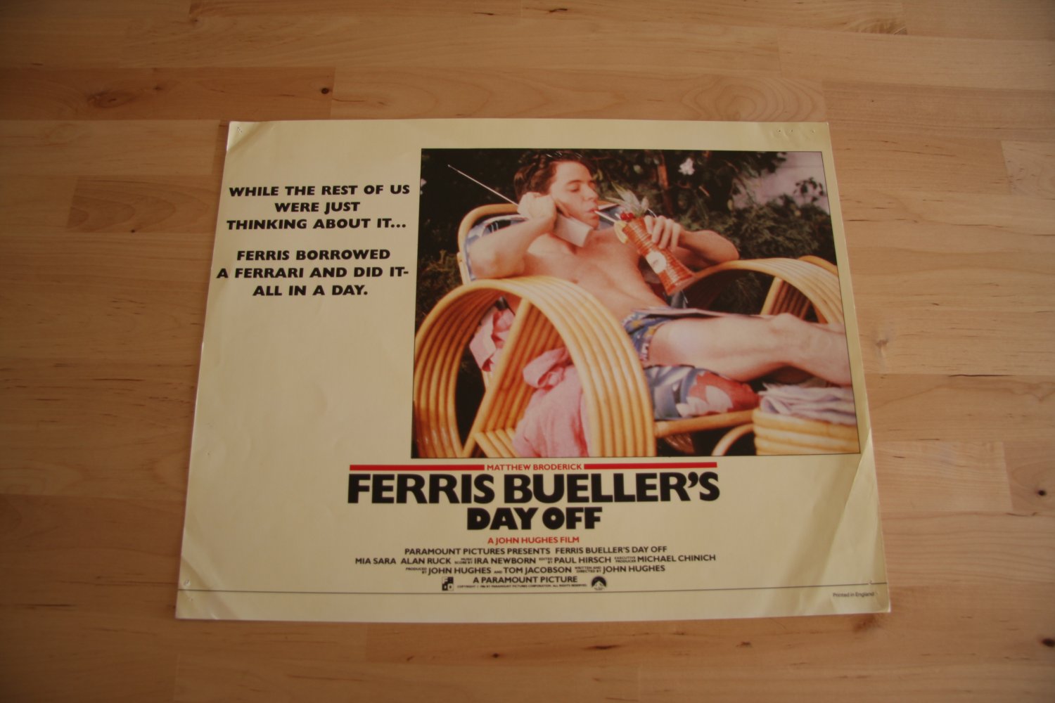 Original Ferris Bueller's Day Off Lobby Card