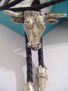 SILVER TONE Buffalo BOLO TIE WESTERN COWBOY NECKLACE