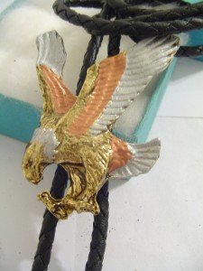 GOLD TONE Eagle BOLO TIE WESTERN COWBOY NECKLACE A3
